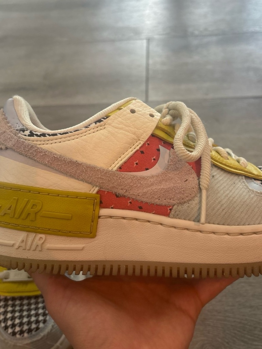 Nike Multicolor Houndstooth Sneakers with Yellow Panels - Picture 4 of 6
